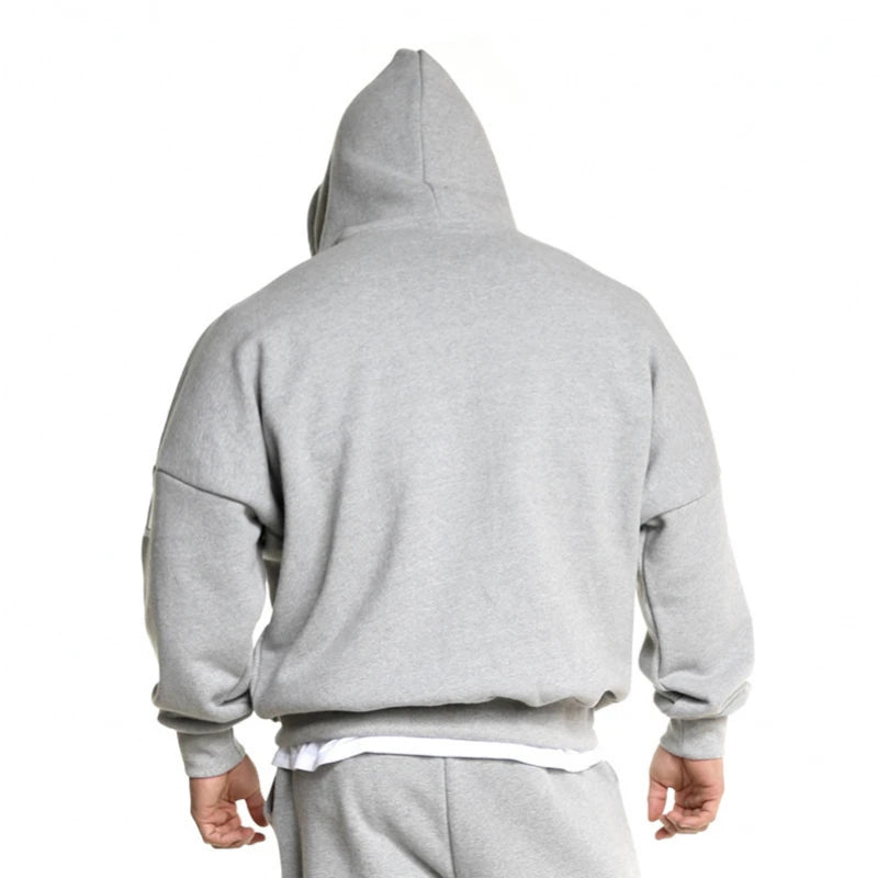 Men's Oversized Zip Hooded Gym Sweatshirt - Loose Running Training Jacket