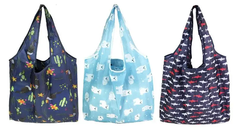 Big Nylon Foldable Reusable Tote Bag - Eco Polyester Shoulder Handbag