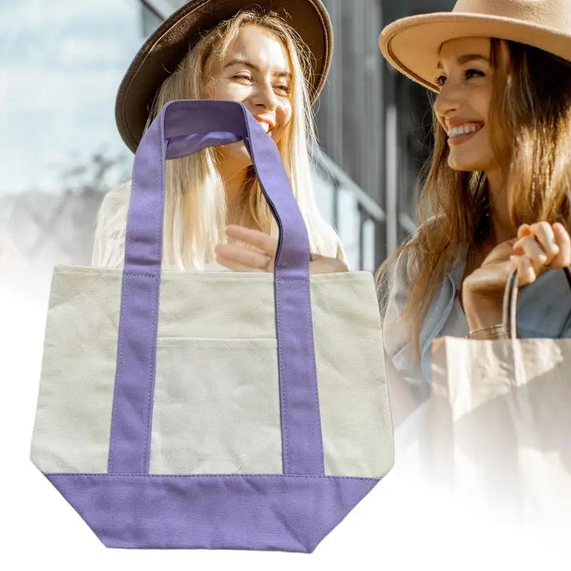 Canvas Reusable Grocery Tote Bag - Fashionable for Women Men Students