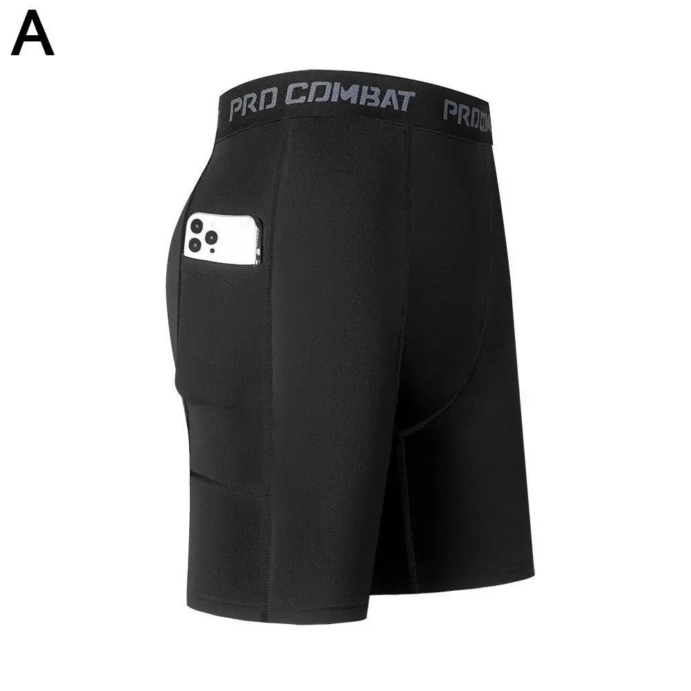 Men's Compression Shorts with Pocket – Elastic Quick Dry Running Fitness Gym Pants