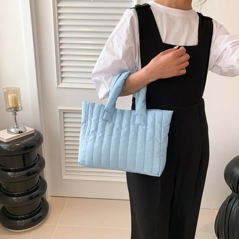 Women's Cotton Padded Nylon Tote Handbag - Large Capacity Solid Casual Elegant - lily supply