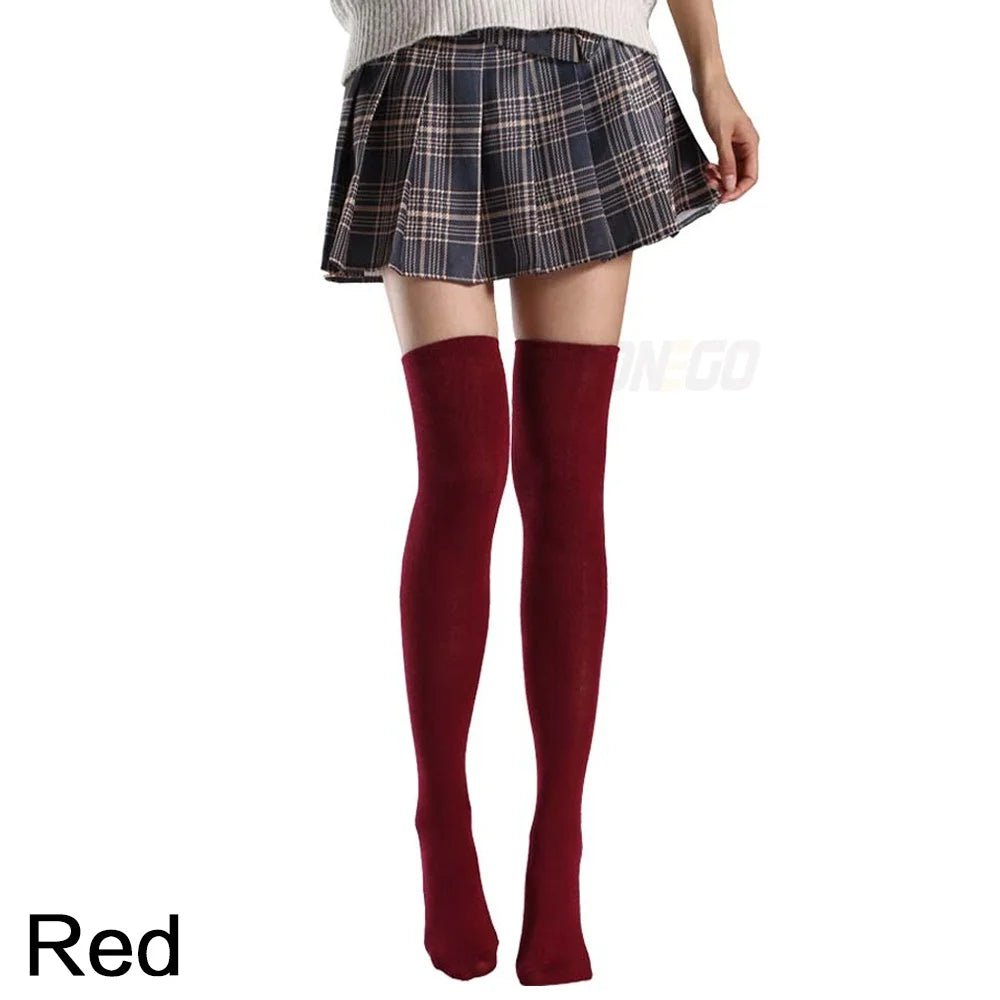 Women's Over - Knee Solid Leg Warmer Socks – Long Thigh High Socks - lily supply