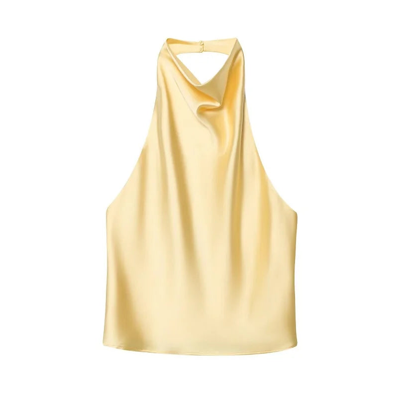 Women's Satin Halter Backless Camisole Top