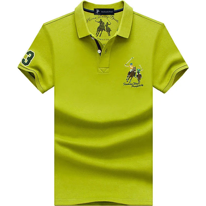 Men's Casual Embroidery Short Sleeve Polo