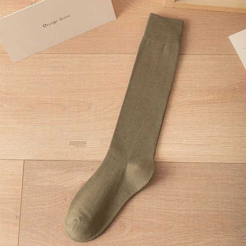Women's JK Cotton Knee High Socks - Black White Slimming Japanese Korean Style