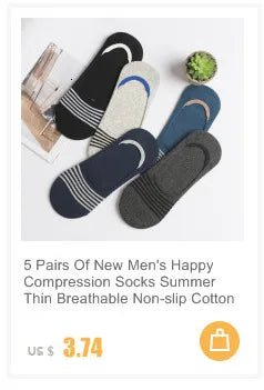 Men's Invisible Silicone Ankle Boat Socks - 5 Pairs Cotton No - Show Slippers - lily supply
