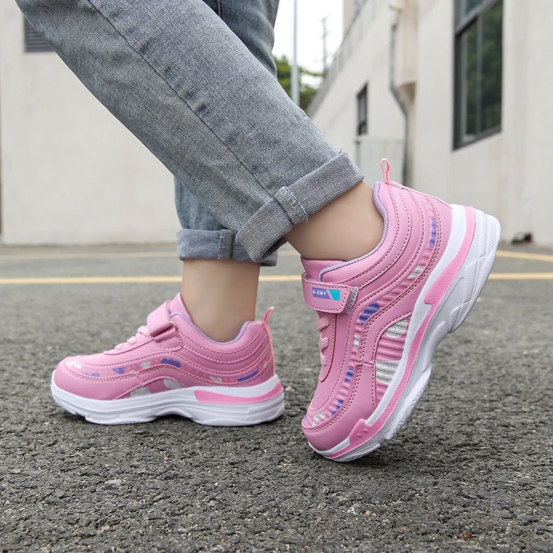 Girls Sport Shoes Waterproof Running Kids Sneakers Casual Leather Pink Breathable Fashion Antislip Lightweight Children Shoes - lily supply