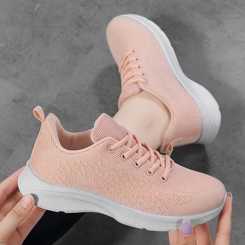 Women's Sports Shoes Solid Color Casual Sports Breathable Lace - up Lightweight New Women's Walking Fitness Loafers - lily supply