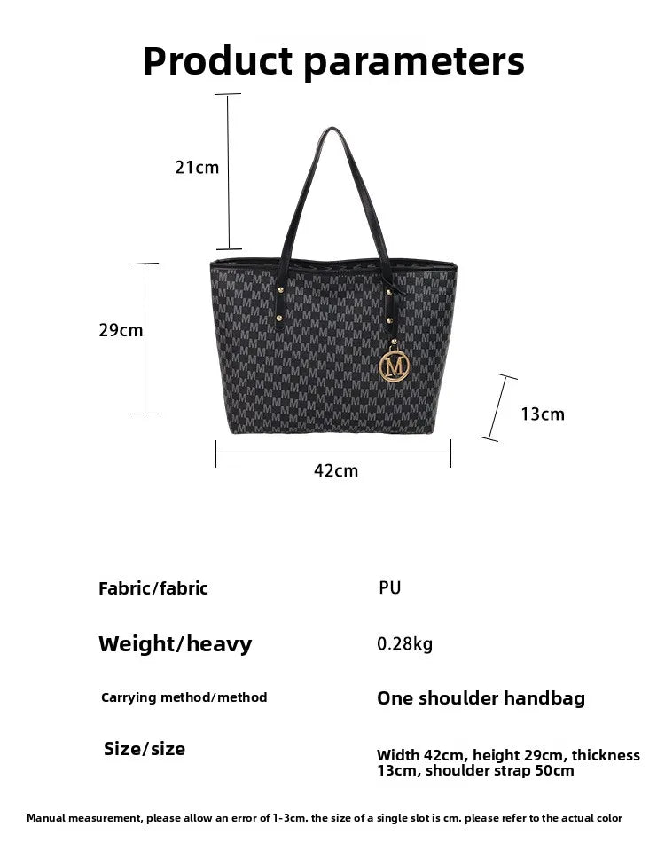 Women's PU Leather Print Commuting Tote Bag - Large Capacity College Handbag - lily supply