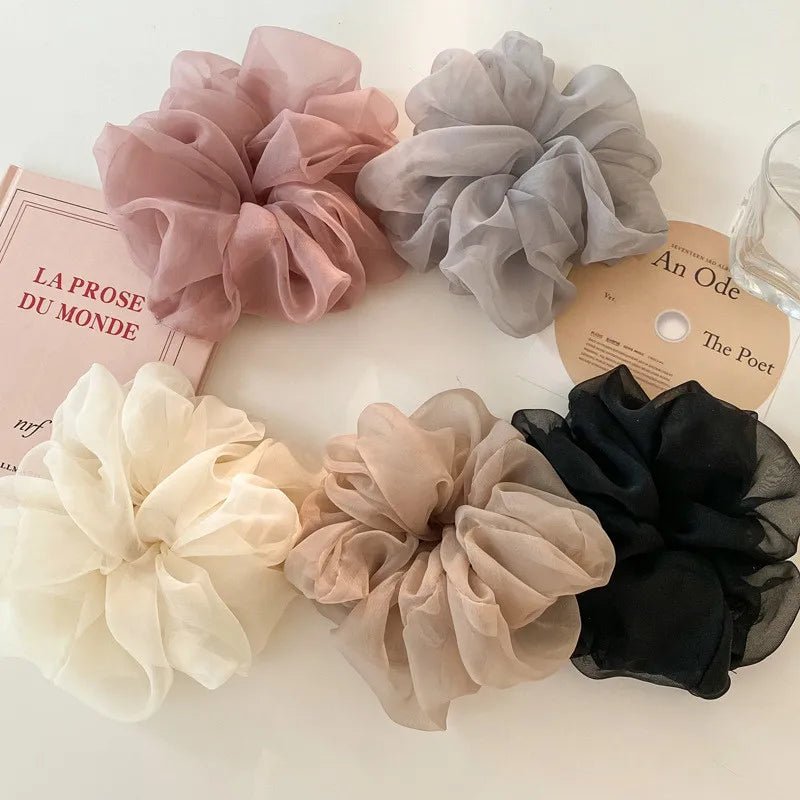 Large Mesh Hair Rope Scrunchie - Simple High Ponytail Hair Tie - lily supply