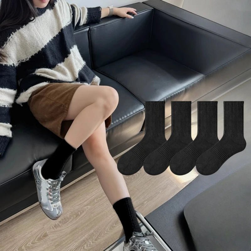 Black & White Sports Mid - Calf Socks – Unisex Athletic Socks - lily supply