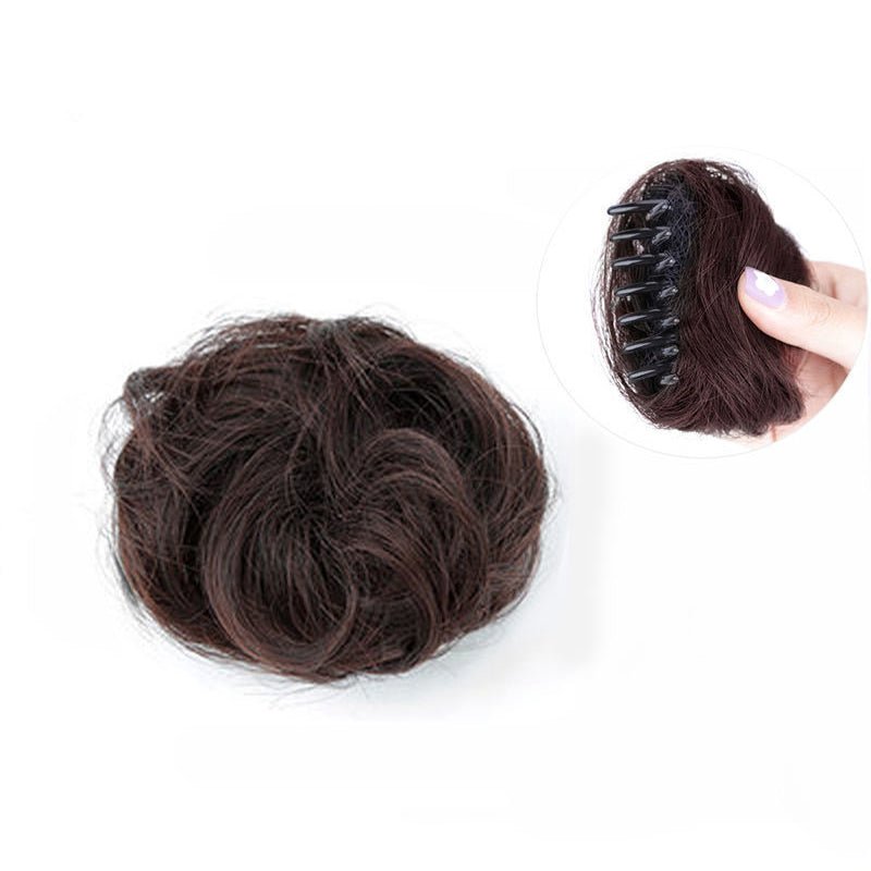 Curly Short Hair Chignon Donut Bun Wig - Claw Clip Hairpiece - lily supply