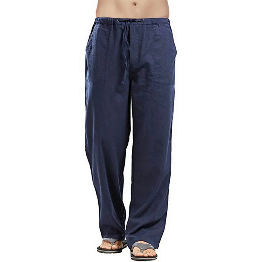 Men's Cotton Linen Pants - Breathable Loose Summer Trousers