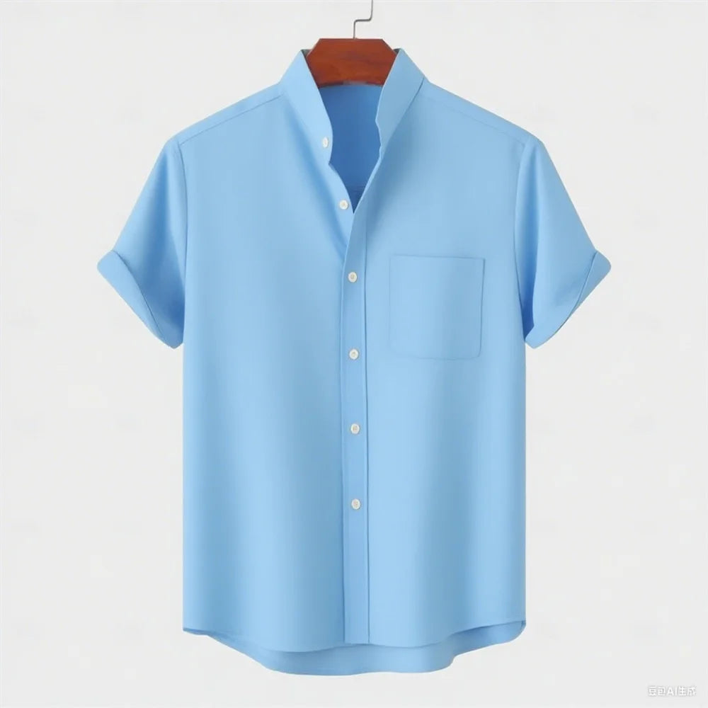 Men's Linen Short Sleeve Collared Shirt