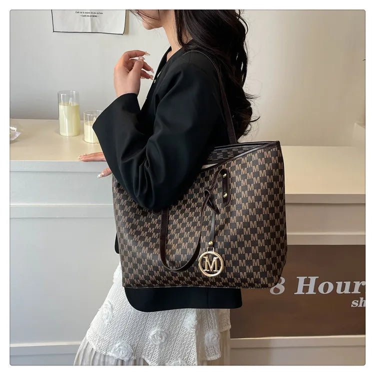Women's PU Leather Print Commuting Tote Bag - Large Capacity College Handbag - lily supply