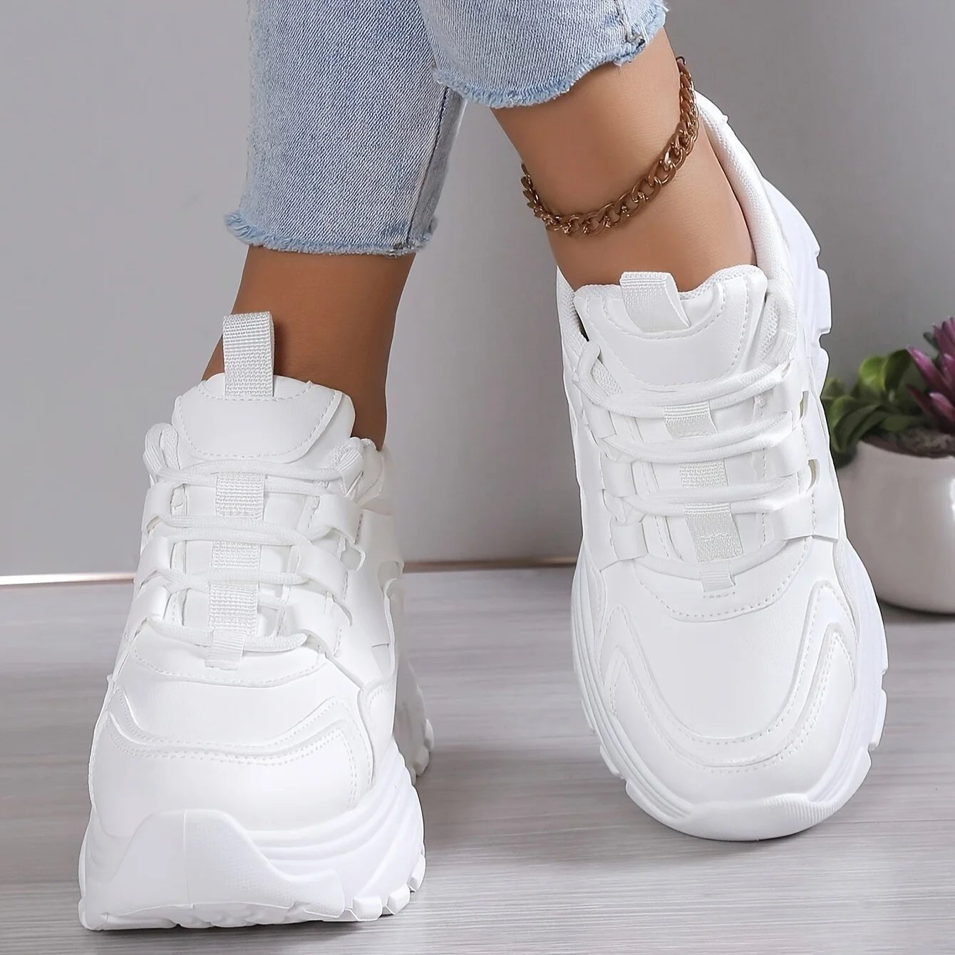 Women's Casual Sports Shoes - Elegant for All Seasons ,lightweight Comfortable Platform Sneaker,white Shoe All - match - lily supply