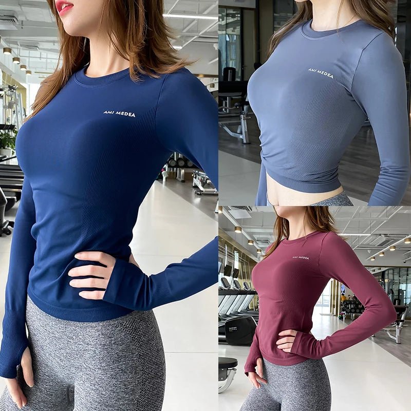 Women's Buttery Soft Crew Neck Compression Long Sleeve Top, Quick - Dry Athletic Shirt for Yoga, Running & Gym Workouts - lily supply