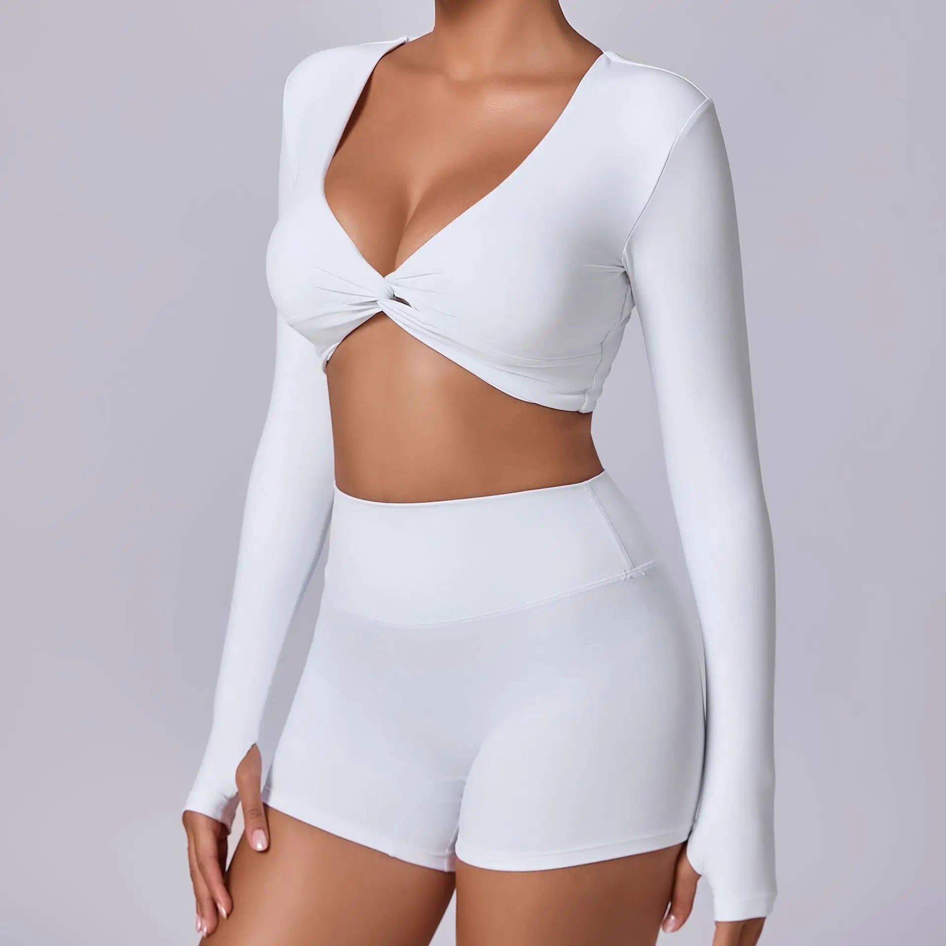 Women's Shirt Crop Top Fitness Shirts Gym Running Workout Long Sleeve Sports Top Woman Yoga Tops Activewear With Thumb Hole - lily supply