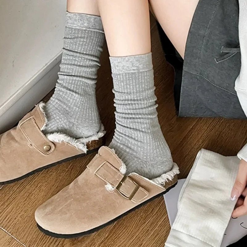 Women's Korean Stripe Pile Long Winter Socks – Warm Knee High Socks - lily supply