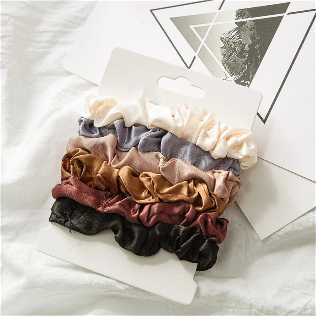 6pcs Satin Hair Scrunchies - Softer Than Silk for Women & Girls - lily supply