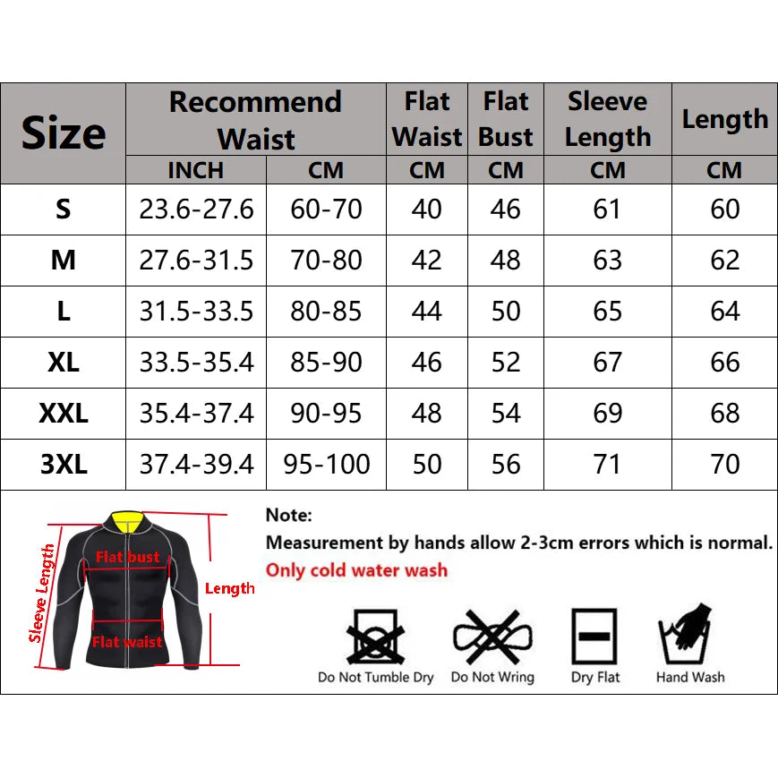 Men's Sauna Sweat Jacket - Weight Loss Body Shaper Gym Fitness Zip Undershirt