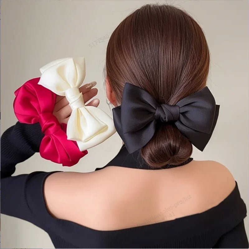 French Bow Scrunchie - Elastic Hair Tie with Ribbon Flutter - lily supply