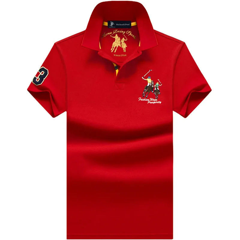 Men's Casual Embroidery Short Sleeve Polo