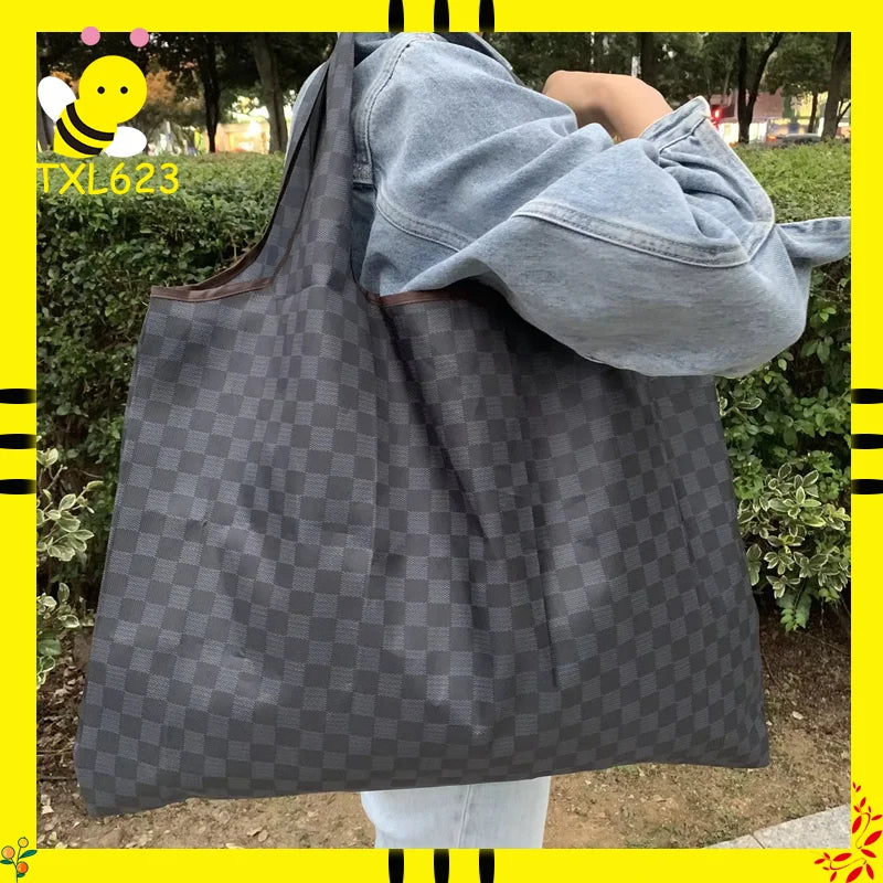 Eco-Friendly Reusable Folding Tote Bag - Compact Shoulder Bag for Travel & Shopping