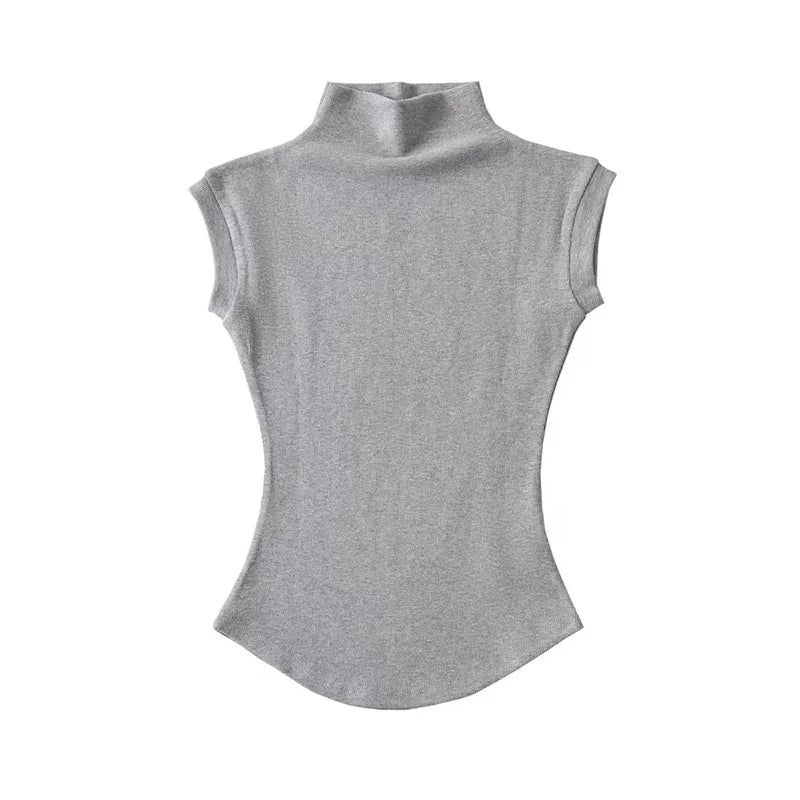 Women's Turtleneck Sleeveless Slim Fit Top