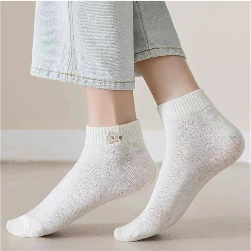 Women's Bear & Rabbit Rainbow Ankle Socks – Cute Kawaii Socks - lily supply