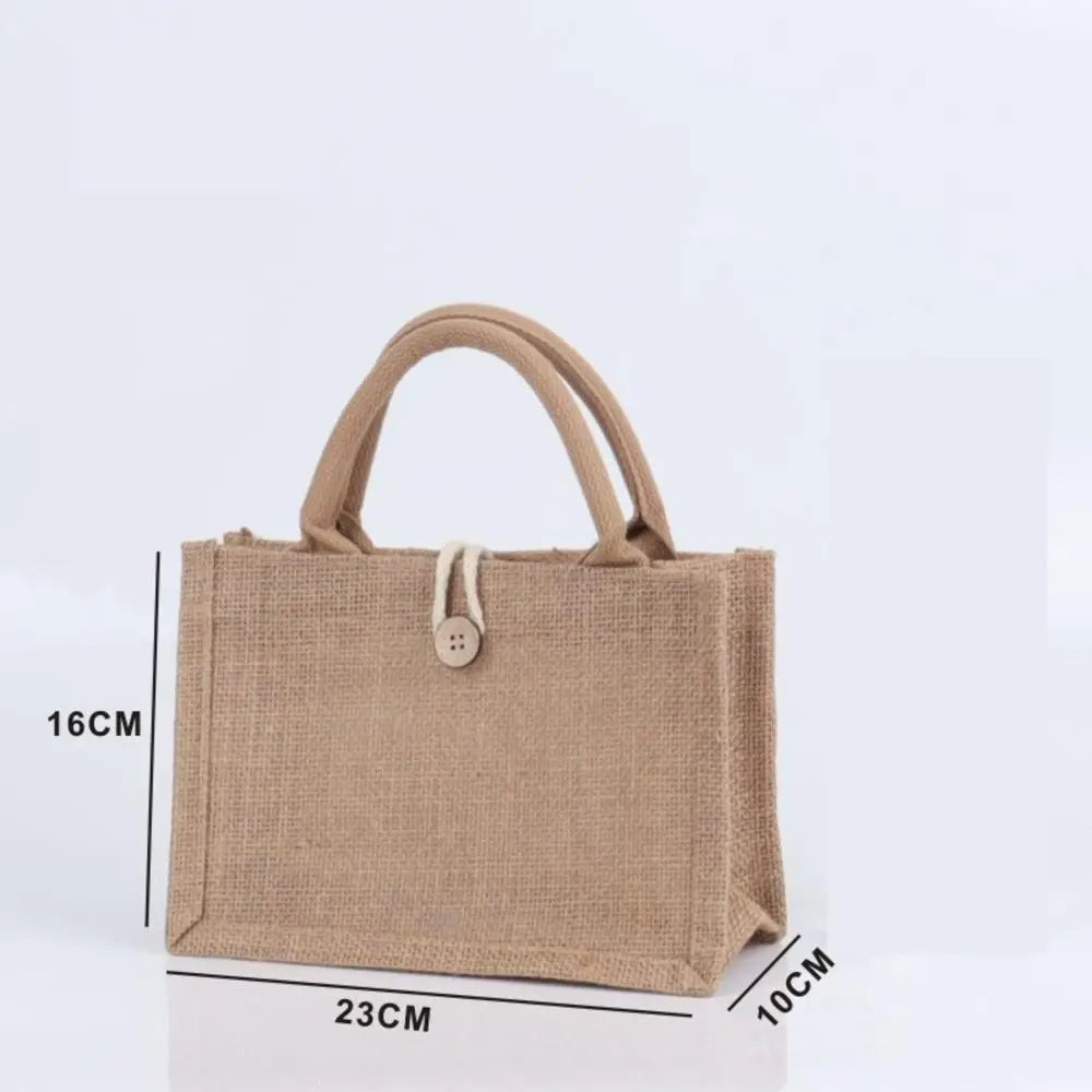 Women's Linen Burlap Beach Tote Bag - Eco Portable Shoulder Handbag