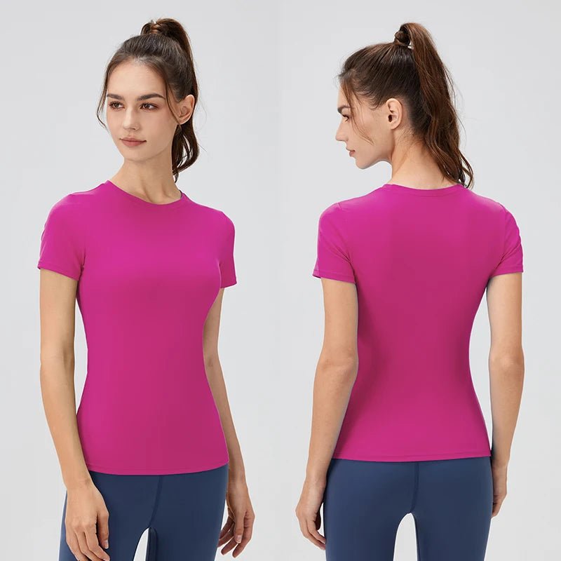 2024 Women Sports Shirt Tight Yoga top Quick Dry Gym Top Outdoor Short Sleeve Running Sportswear Women T-shirts - lily supply