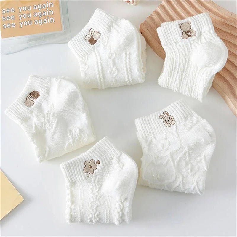 Women's Bear & Rabbit Rainbow Ankle Socks – Cute Kawaii Socks - lily supply