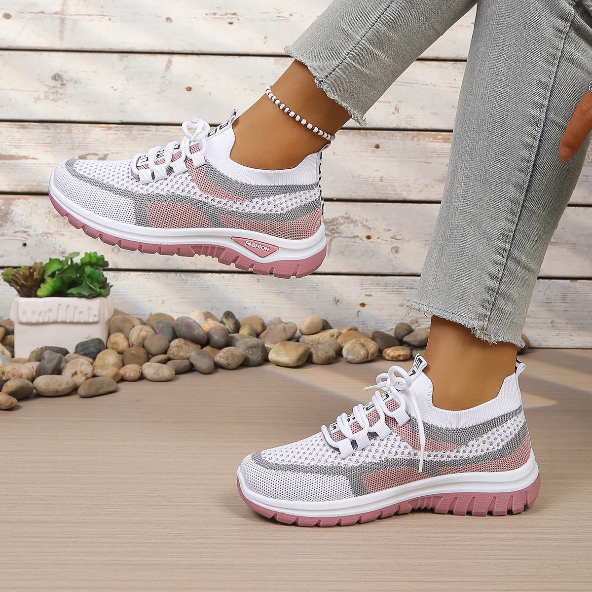Women's sports shoes breathable flying woven mesh outdoor anti - slip shoes comfortable running women shoes free shippiing shoes - lily supply
