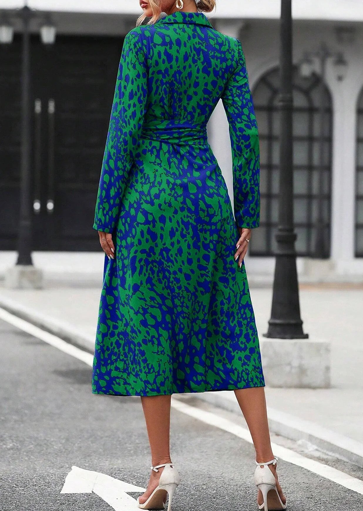 Women's Belted Shirt Midi Dress