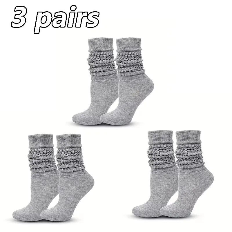 Women's Solid Warm Stacked Knitted Mid - Calf Socks – Cosy Winter Socks - lily supply