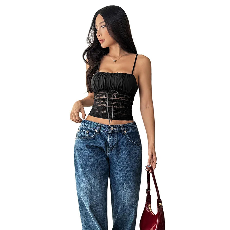 Women's Slim Lace Suspender Cami Vest