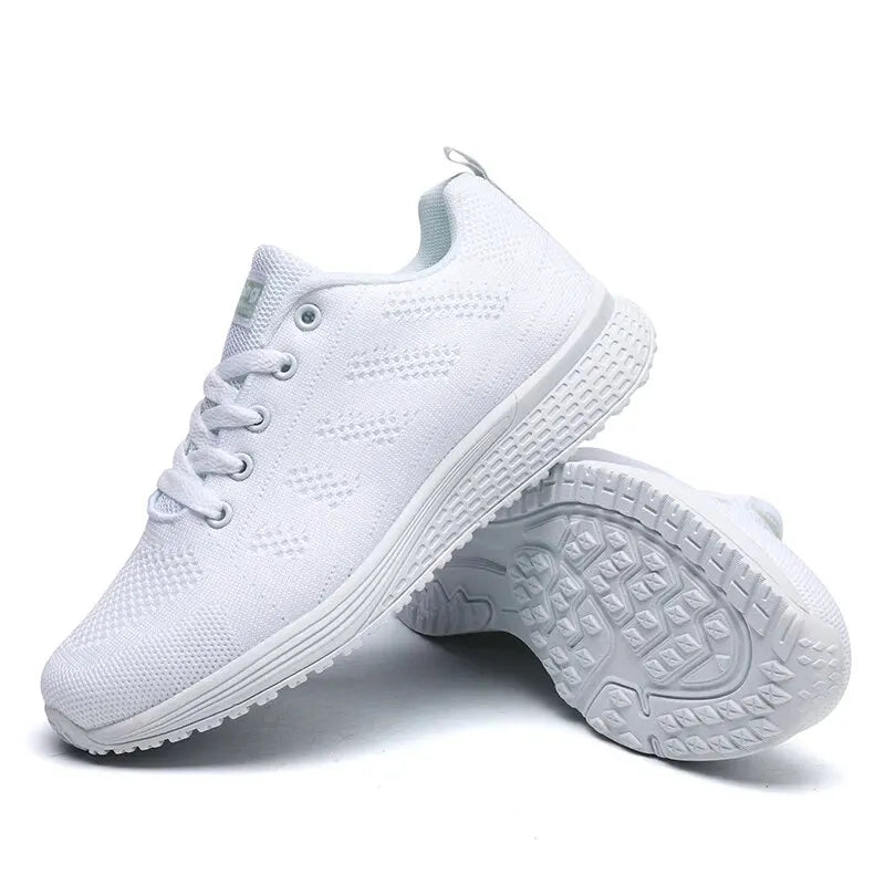 Women Casual Shoes Fashion Breathable Walking Mesh FlatShoesSneakers White Female Footwear - lily supply