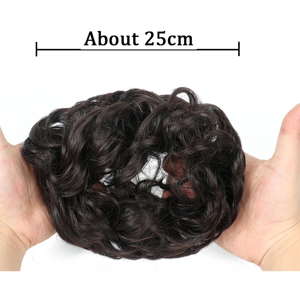 Synthetic Wavy Donut Hair Bun Wig - Curly Ponytail Extension Scrunchie - lily supply