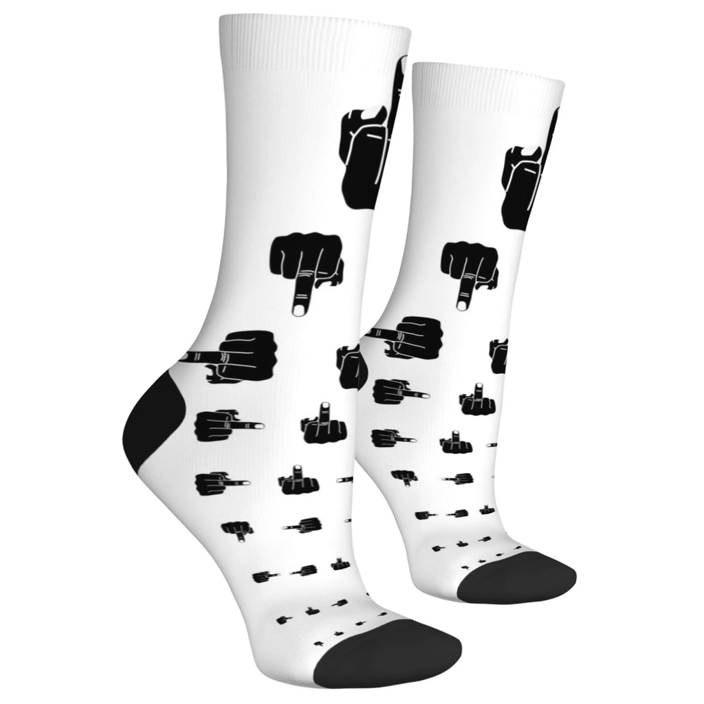 Men's Funny Finger Art Harajuku Socks - Hip Hop Novelty Party Happy Gift Socks