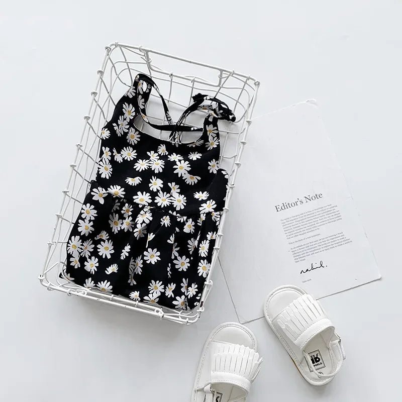 Girls Daisy Print Slip Sleeveless Dress | A - Line Summer Dress Ages 18M - 6Y - lily supply