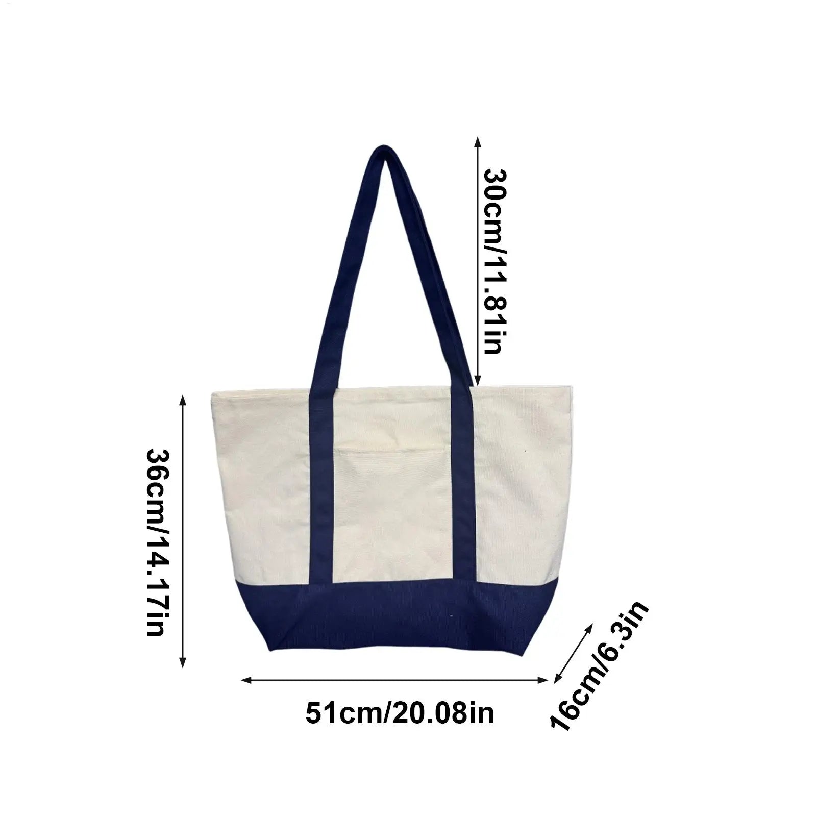 Large Canvas Tote Bag - Reusable Grocery Shopping Bag with Embroidery Handle - lily supply