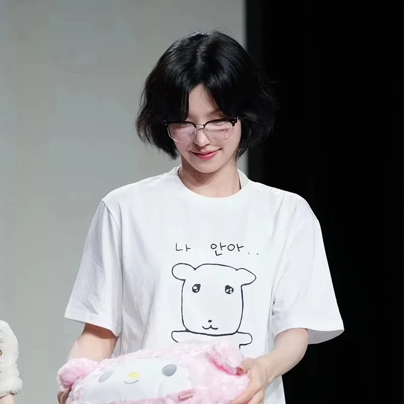 Women's Cute Slim Round Neck T-shirt, Funny Harajuku Graphic Short Sleeve, Summer Casual Daily Commute Comfort Top - lily supply