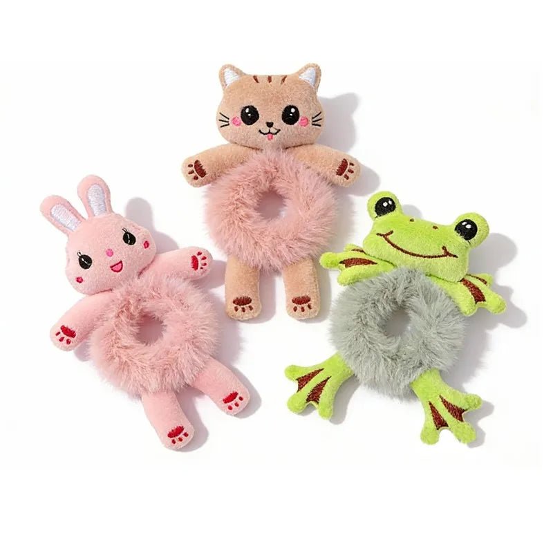 Cute Frog & Bunny Plush Scrunchie - Funny Animal Hair Ties - lily supply