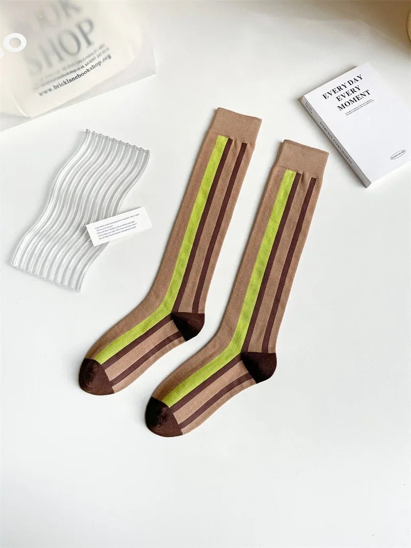 Women's Korean Vintage Over Knee Long Socks - Trendy Fashion Stockings - lily supply