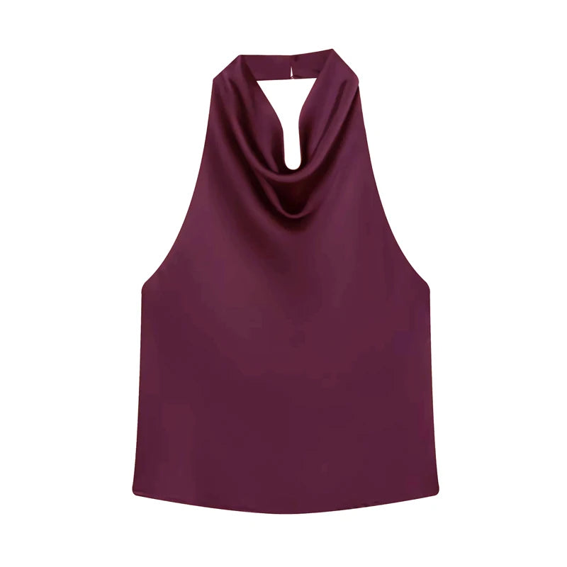 Women's Satin Halter Backless Camisole Top