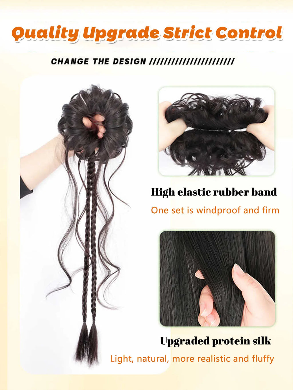 Synthetic Messy Curly Hair Bun Chignon - Y2K Elastic Scrunchy