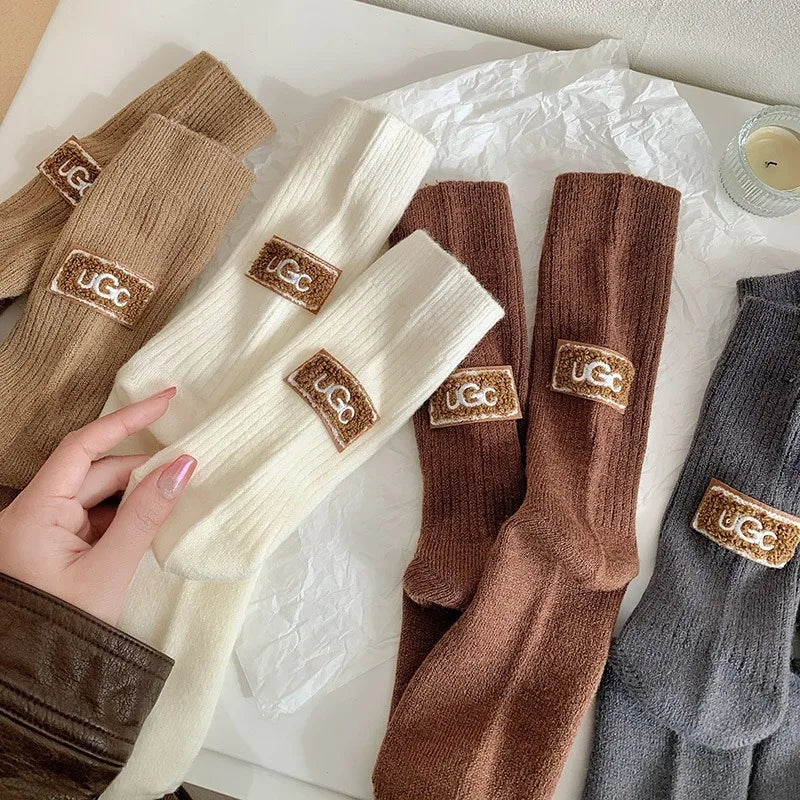Women's Furry Heel Knitted Snow Boot Socks – Cosy Winter Boot Socks