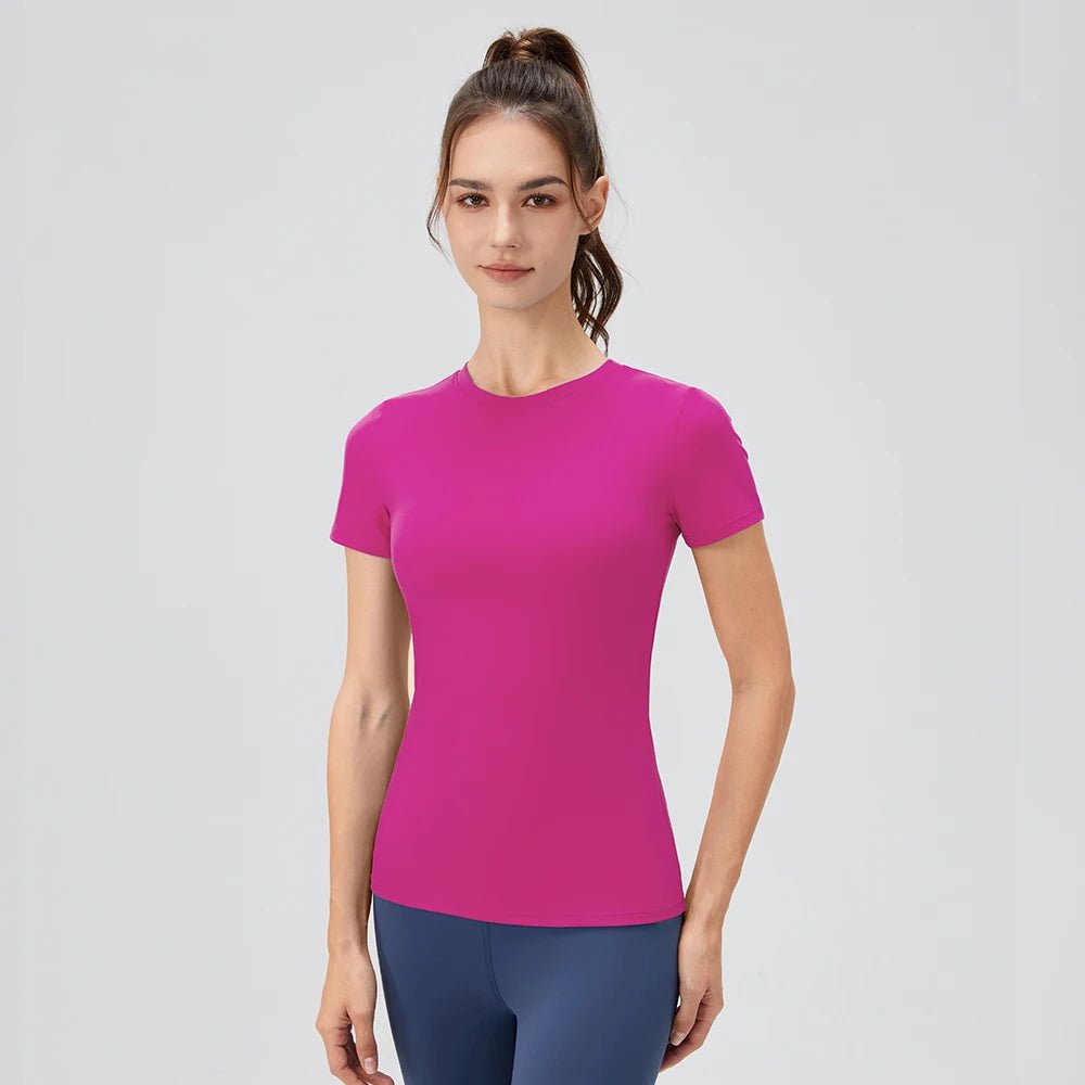 2024 Women Sports Shirt Tight Yoga top Quick Dry Gym Top Outdoor Short Sleeve Running Sportswear Women T-shirts - lily supply