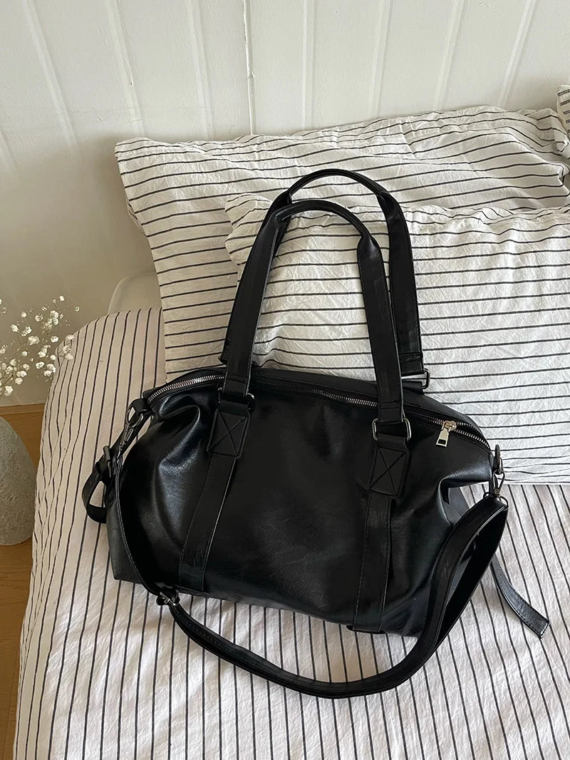 Women's Leather Vintage Shoulder Messenger Bag - Solid Simplicity Handbag